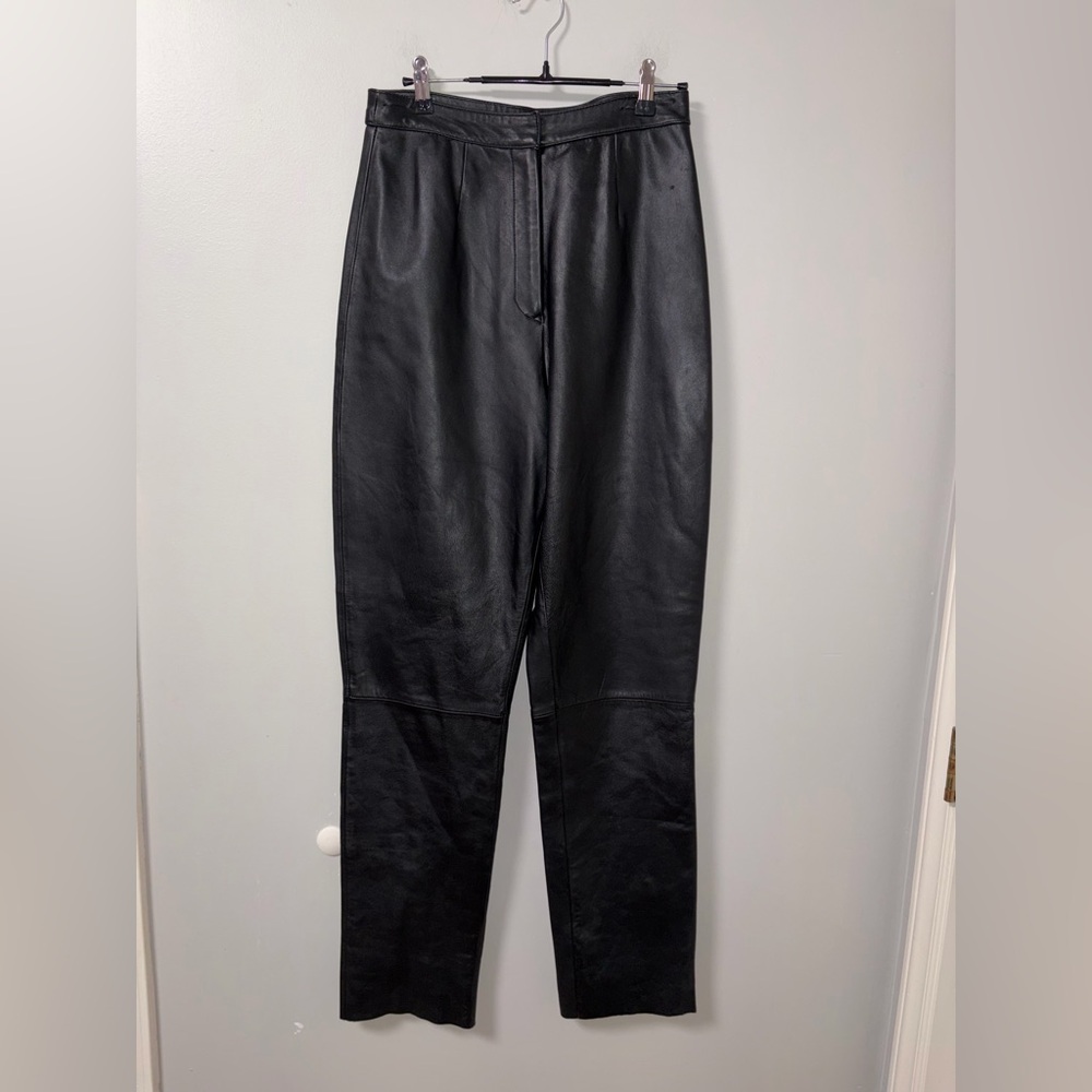 Chandler Hill Genuine Leather Vtg 90s Black Pants Moto Biker 100% Leather 6